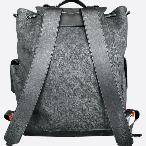 Louis Vuitton Black & Orange Taurillon Leather Monogram Christopher Backpack - Picture 3 of 6